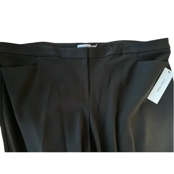 Calvin Klein Flat Front Ponte Ankle Dress Pants | Plus 24W, Black NEW! - Picture 8 of 16